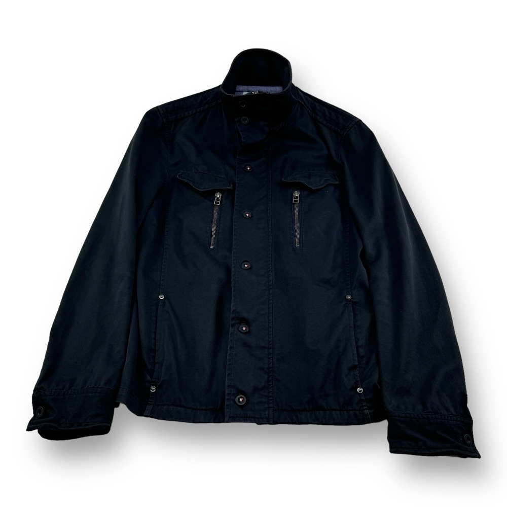 Men's Melrose Navy Blue Cotton Full Double‎ Zip Button Up Jacket Mens Size 4